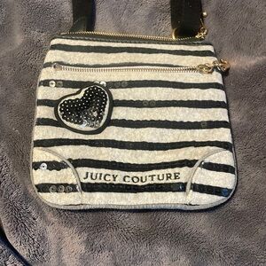 Juicy Couture Black and Gray Crossbody Bag with Heart Embellishment